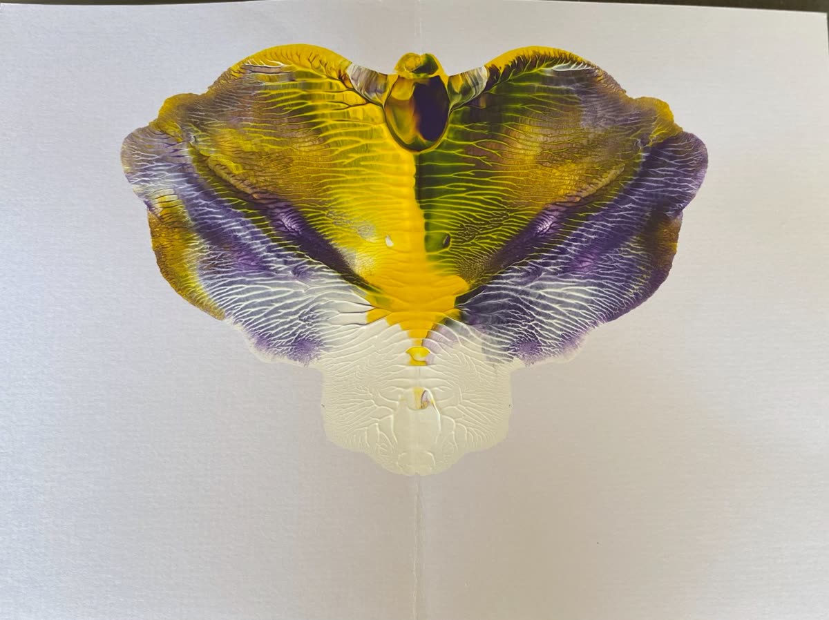 Violet and gold psychic butterfly painting