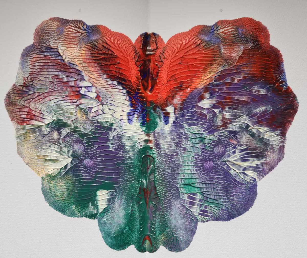 Red and blue psychic butterfly painting